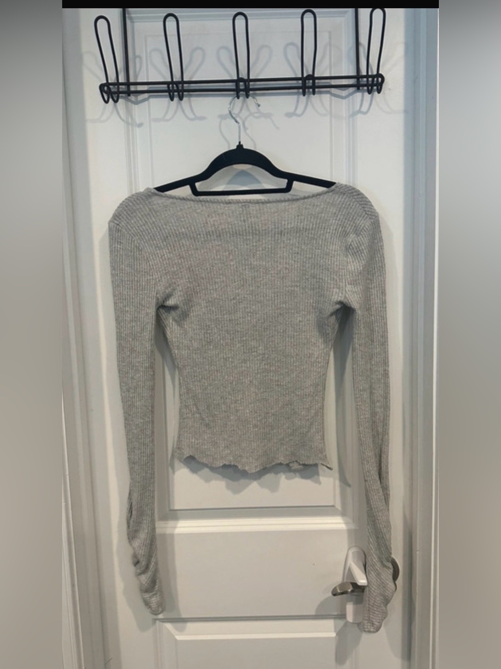 Intimately FP Ribbed Twist Front Deep V Top Gray - Picture 2 of 8